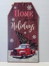Christmas Wall Decor Red Truck with Christmas Tree "Home for the Holidays 14"