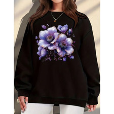 Women's Floral Print Sweatshirt Casual Crew Neck Long Sleeve Sweatshirt Tops