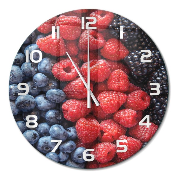 Stilvolle Design-Wanduhr Aus GehäRtetem Glas Waldbeeren WeißE Zeiger Fi60 Cm-image