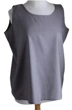 Eskandar Sz 0 Elegant Fine Luxurious Tropical Wool Tank Shell Top Gray Woven