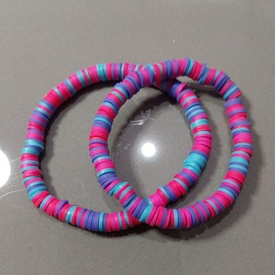 Handgefertigtes Ton Perlen Armband Mehrfarbig Mutter und Tochter Set - KOSTENLOSER VERSAND