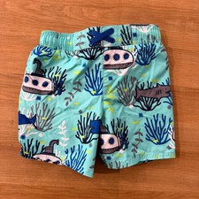 Cat Jack Kids Boys 3T Swim Trunks Blue Submarine Shark Coral Print Elastic Waist