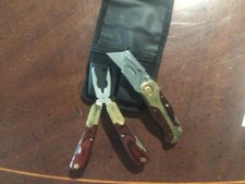 NOT USED HUSKY ROSE WOOD BRASS TOOL SET GORGEOUS WITH KNIVES TOO