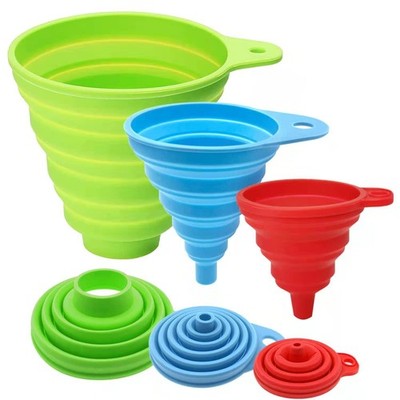 Silicone Kitchen Funnel Set, 3 piece Mini/small/wide for Liquid & Powder
