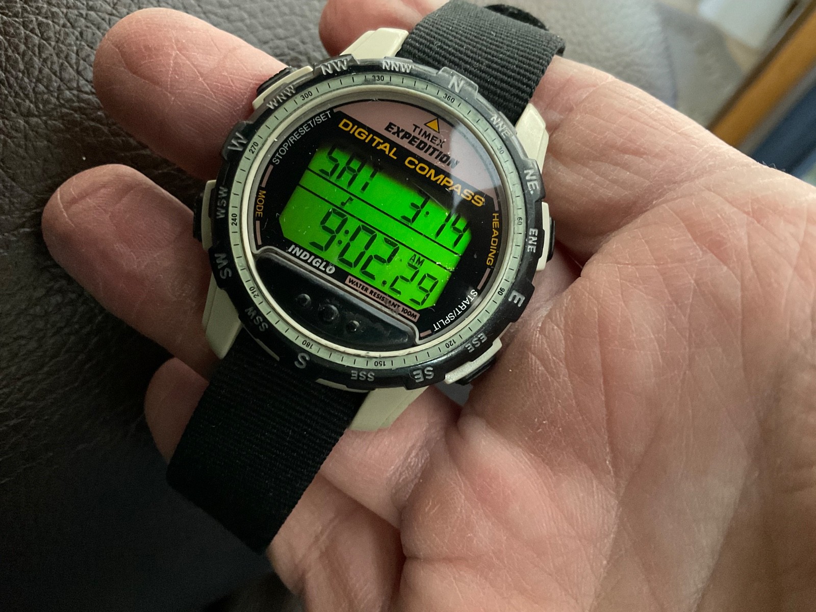 Timex vintage lcd digital compass mens watch new batt alarm chrono light nice