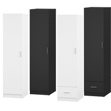 Modern 1 Door 1 Drawer Option Wardrobe Single Wardrobe with Hanging Rod Shelf