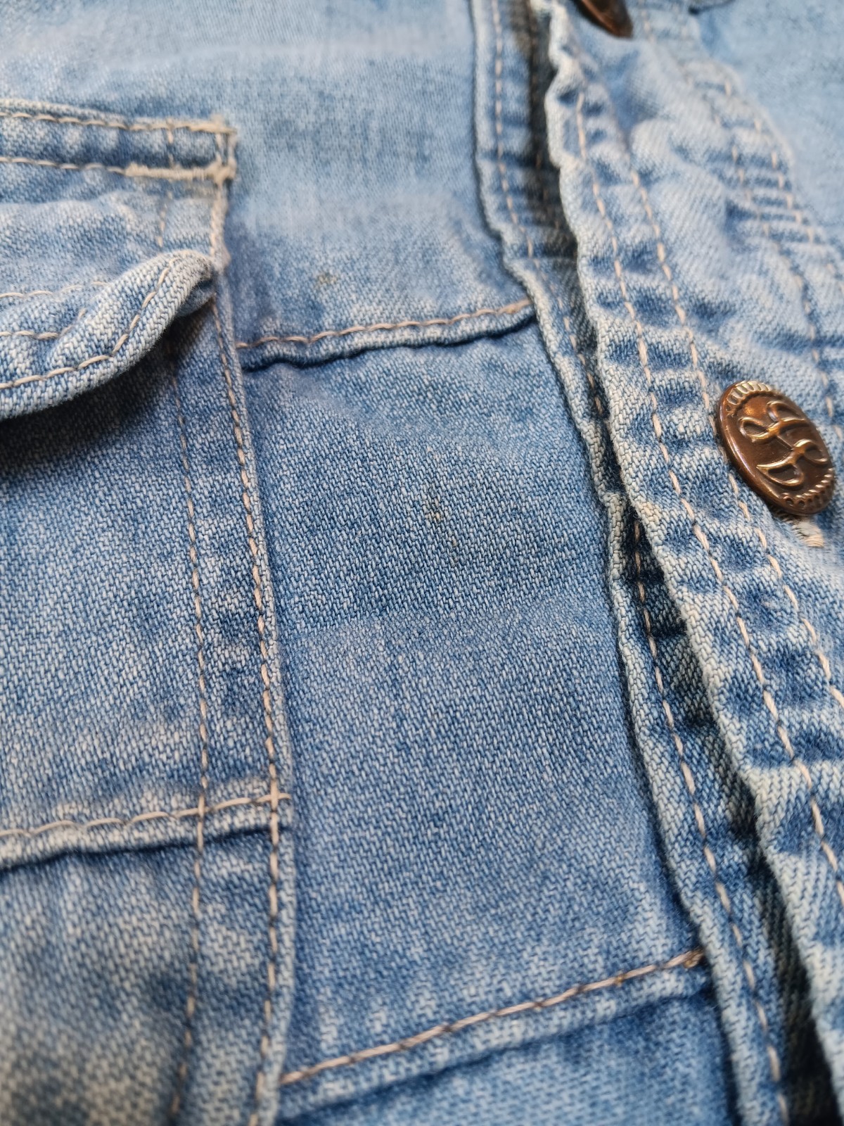 Vintage Retro 1970s Windowpane Patchwork Denim Sh… - image 4