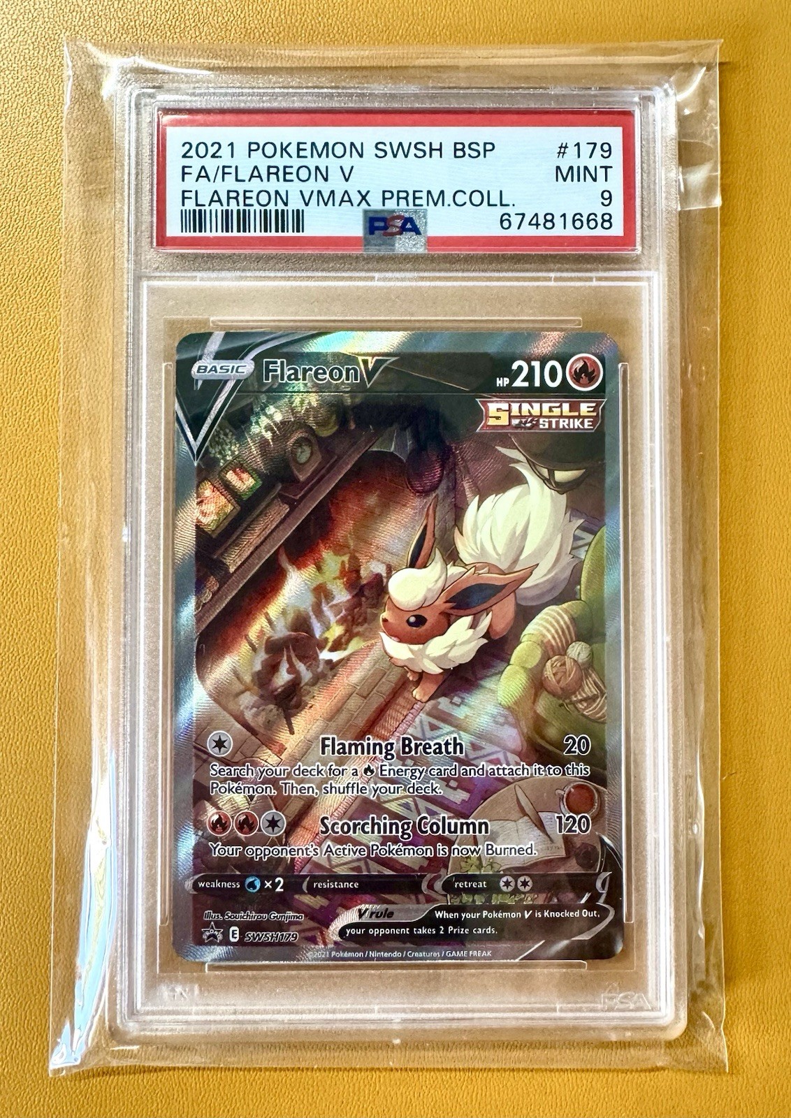 2021 POKEMON SWSH BLACK STAR PROMO VMAX PREMIUM COLL. #SWSH179 FLAREON V PSA 9