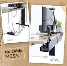 2 Pack Under Desk Cable Management Tray No Screw Self Adhesive Black