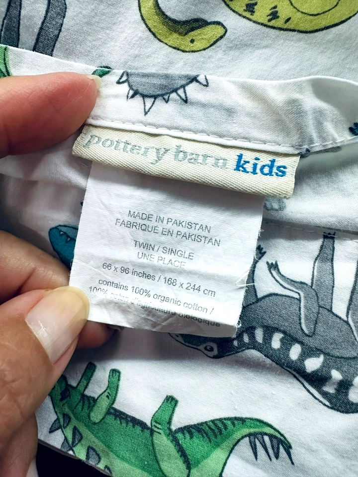 Sábana plana Pottery Barn Kids DWIN dinosaurios multicolor 100 % algodón orgánico Foto 3 de 4