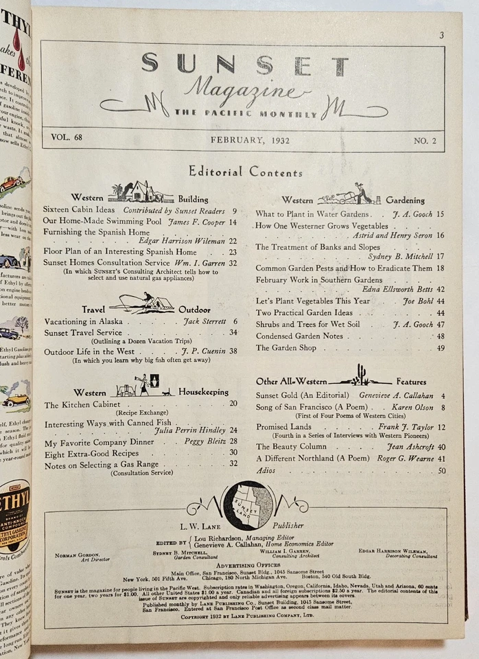 Sunset Magazine 1932 Bound Year Vol. 68-69 No. 1-6 Rolf Pielkey, Various Artists - Image 4 of 4