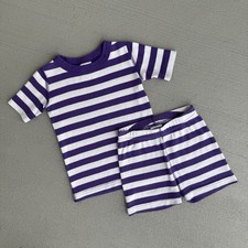 Hanna Andersson PJs Kids 4 100 Organic Cotton Purple White Striped Short Johns