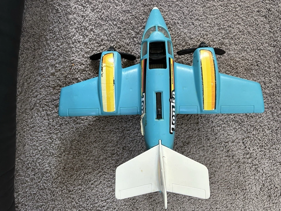 Tonka 1979 Vintage Hand Turbo Prop Blue Plane - Image 2 of 4