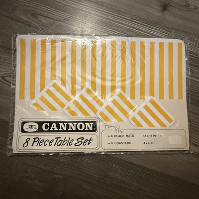 Vintage Cannon Best Brands 8-Piece Table Set Place Mats Coasters Picnic Yellow