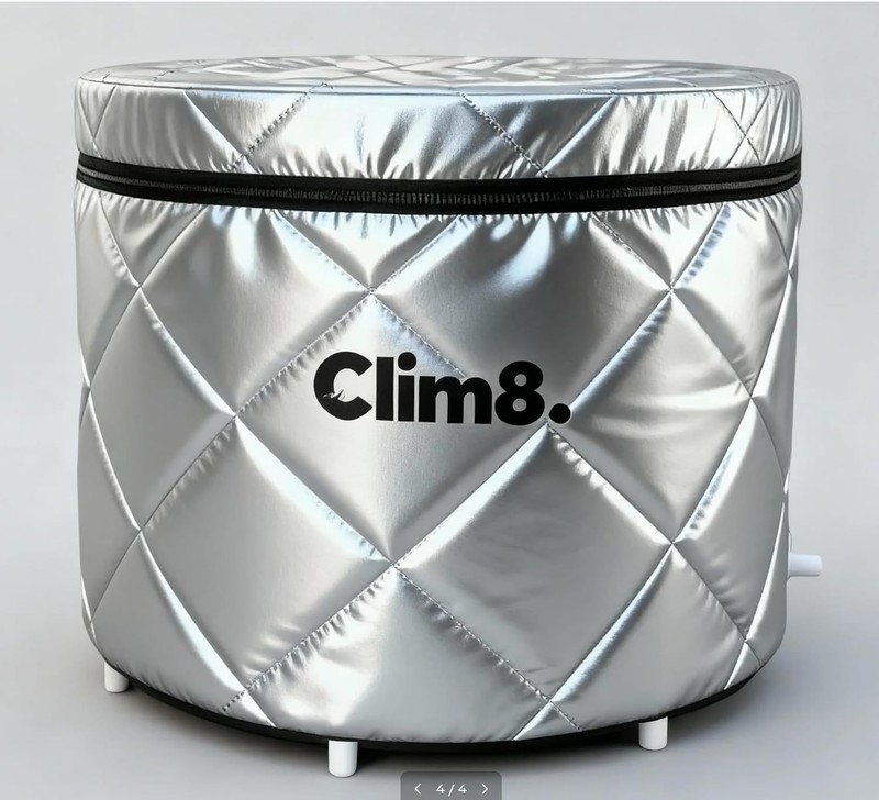 Clim8 Portable Ice Bath Tub 116 Gallon Cold Plunge w/ Insulated Cover Silver