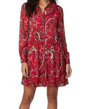 Charlotte Russe Red Floral Boho Long Sleeved Button V-Neck Pullover Sundress Med