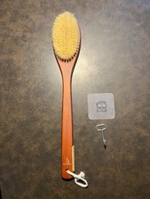 Wooden Bath Brush Long Handle Sisal Bristles Back Scrubber Exfoliator with Hook