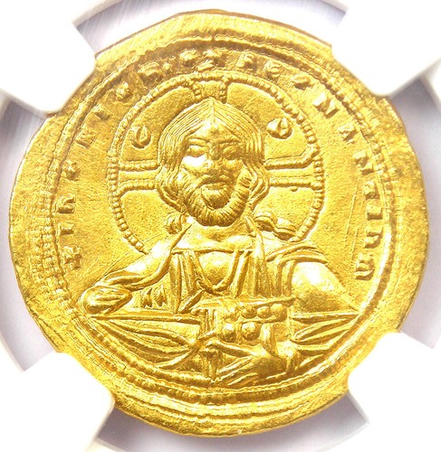 Constantine VIII Christ Gold AV Histamenon Nomisma 1025 AD - NGC MS - 5/5 Strike
