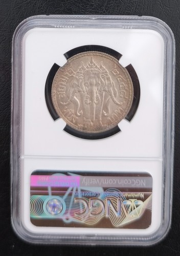 THAILAND 1 BAHT 2458 1915 RAMA VI SILVER COIN NGC MS62 - Picture 2 of 2