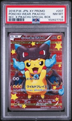 PSA 8 Pokemon Poncho-Wearing Pikachu Mega Charizard X Promo 207/XY-P Japanese