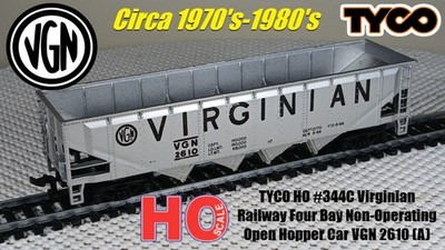 TYCO HO #344C Virginian Railway Four Bay Non-Operating Open Hopper Car VGN 2610