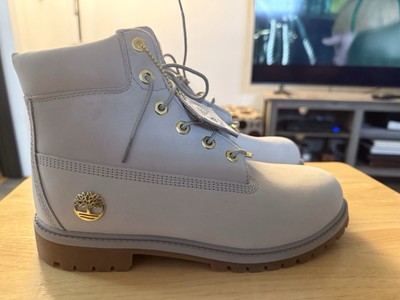 Timberland Boots 6 inch Premium Light Grey Nubuck GS Youth Junior.Size 7