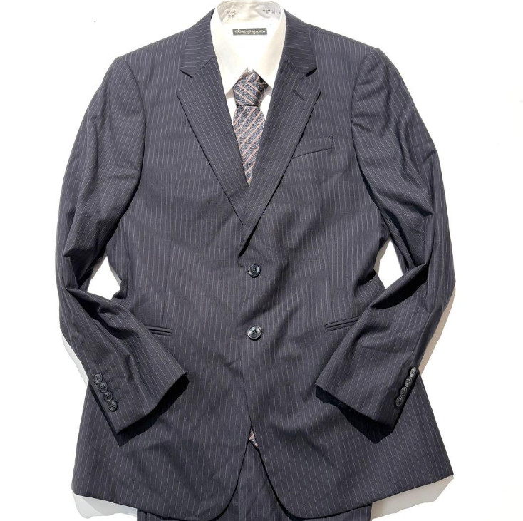 Armani Collezioni 90s Stripe Wool Suit Set Navy Made In Italy 50R Rare image 2