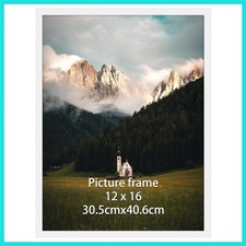 12x16 Picture Frame White, Fit 30x40cm Diamond Painting Art, 16x12 Thin Poste...