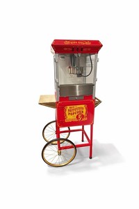 Nostalgia Popcorn Machine Cart 47" Retro Red 2.5oz Kettle Theater Style Wheels