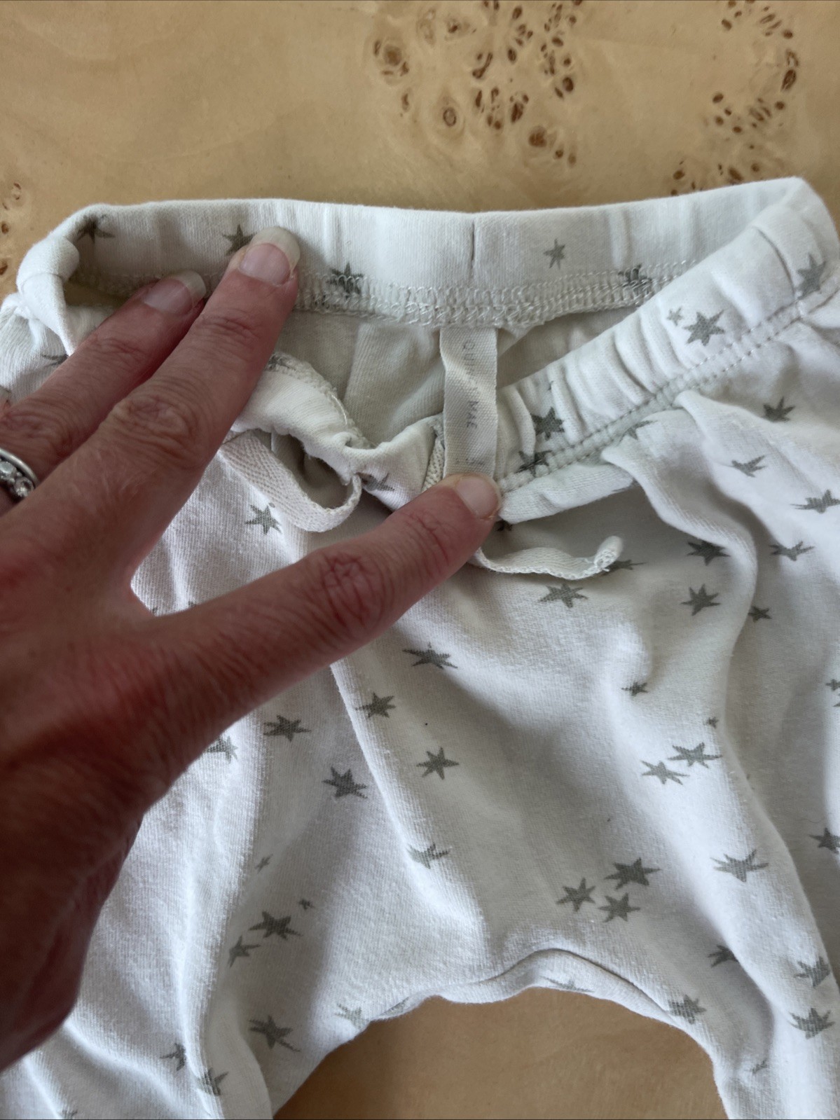 Quincy Mae 6-12 Month Organic Cotton Brown Long Sleeve Top & White Star Pants 