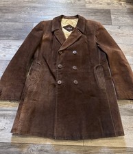    Vtg CORTEFIEL Overcoat Jacket  Suede  Brown  Men  s Sz 42  Chest Sz 44 