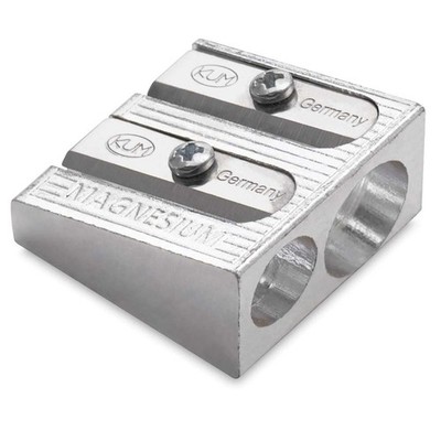 KUM 2-hole Pencil Sharpener Magnesium Alloy Wedge Profile Silver 