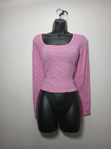 Versace Jeans Couture, Vintage Versace Jeans Couture Y2K Pink Textured Long Sleeve Top – L Y14