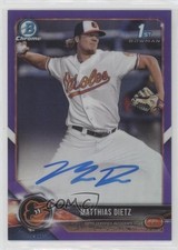 2018 Bowman Chrome Prospect Purple Refractor /250 Matthias Dietz Auto 2f9