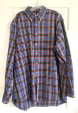 Polo Ralph Lauren Shirt Mens XL Blue Plaid Cotton Woven Long Sleeve Button Down