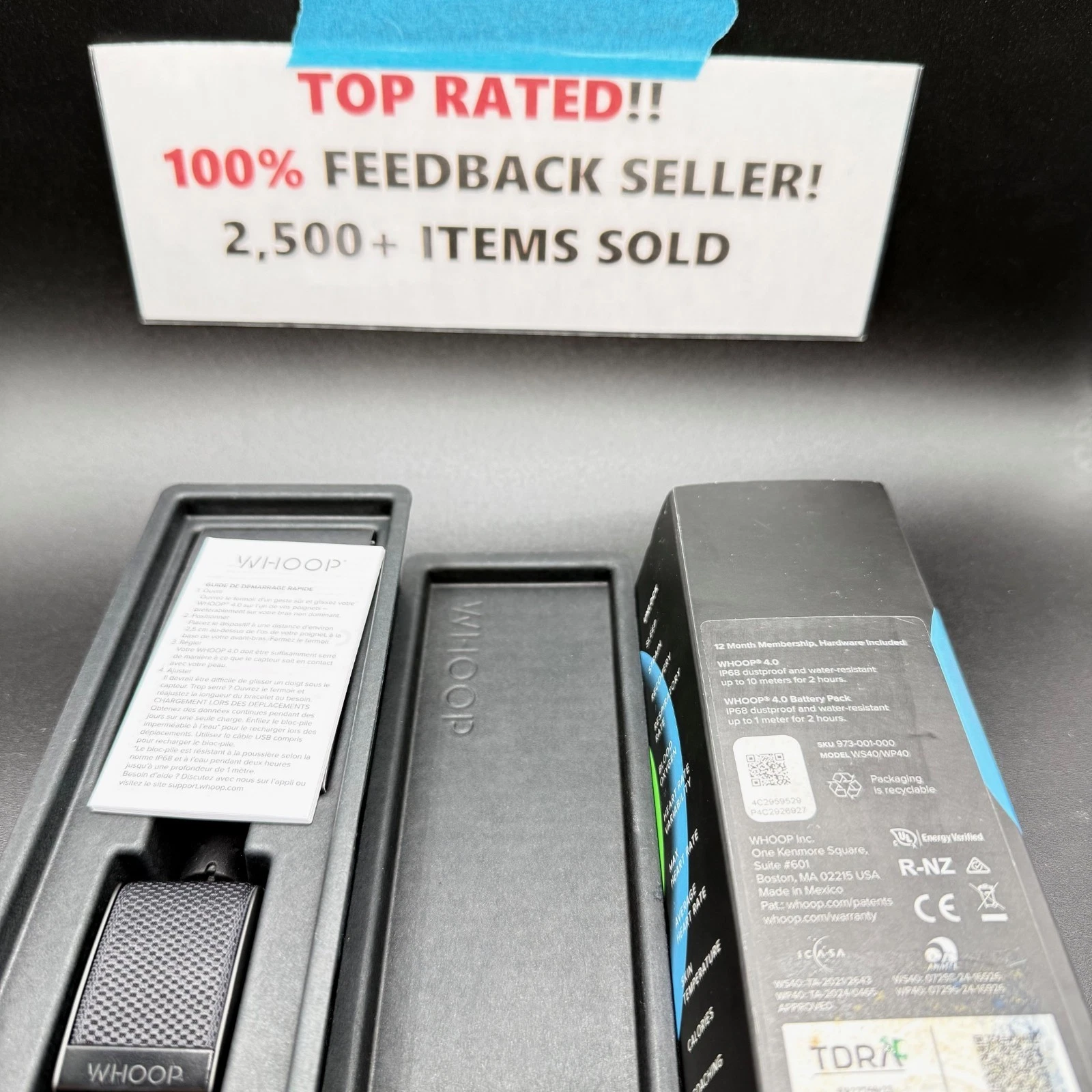 WHOOP 4.0 - Onyx Superknit - Fitness Tracker + NO Membership. OPENED BOX