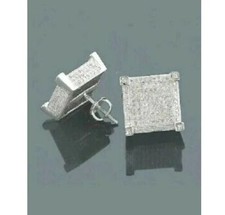 2Ct Lab Created Diamond Round Unisex Cluster Stud Earrings 14K White Gold Plated