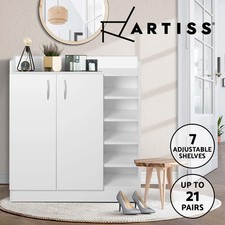 Artiss Shoe Rack Storage Cabinet 21 Pairs White Organiser Shelf Cupboard