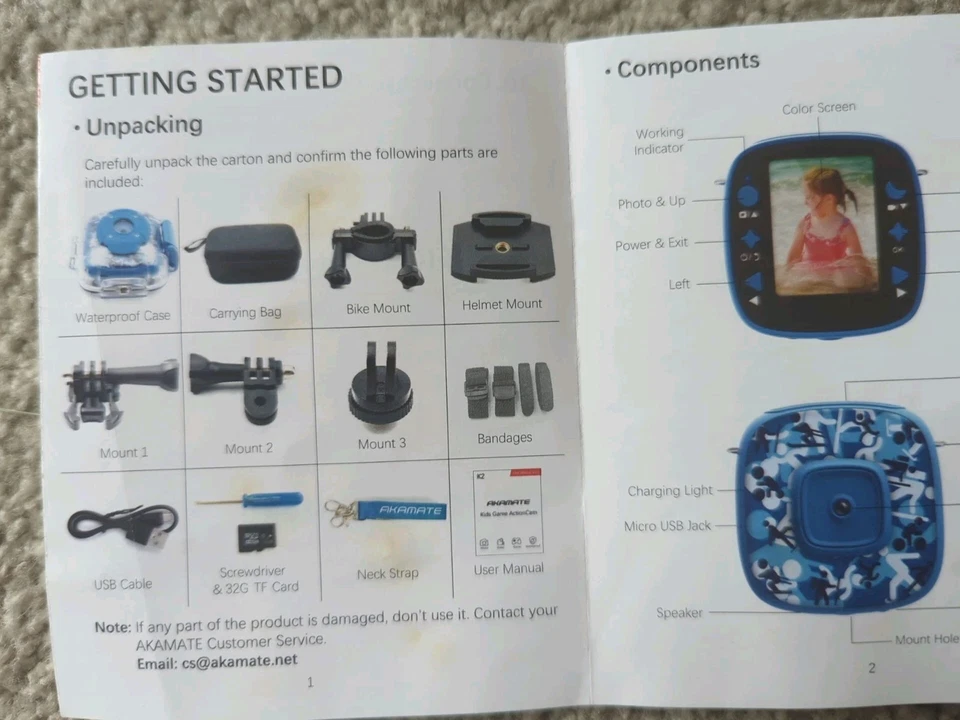 AKAMATE Kids Action Camera Video Digital GoPro Cam 1080P HD Sports *READ* - Image 3 of 4