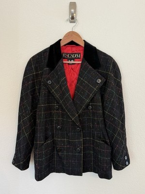 Escada Margaretha Ley Women's 38 Wool Double Breasted Blazer with Velvet Collar