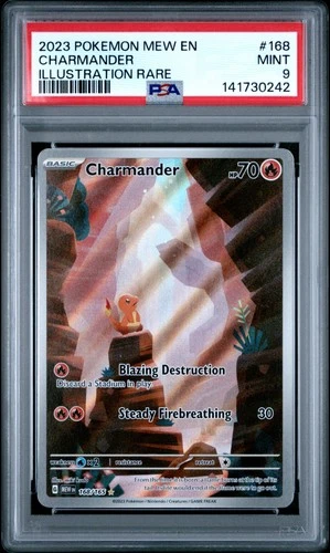 2023 POKEMON MEW EN-151 ILLUSTRATION RARE #168 CHARMANDER PSA 9
