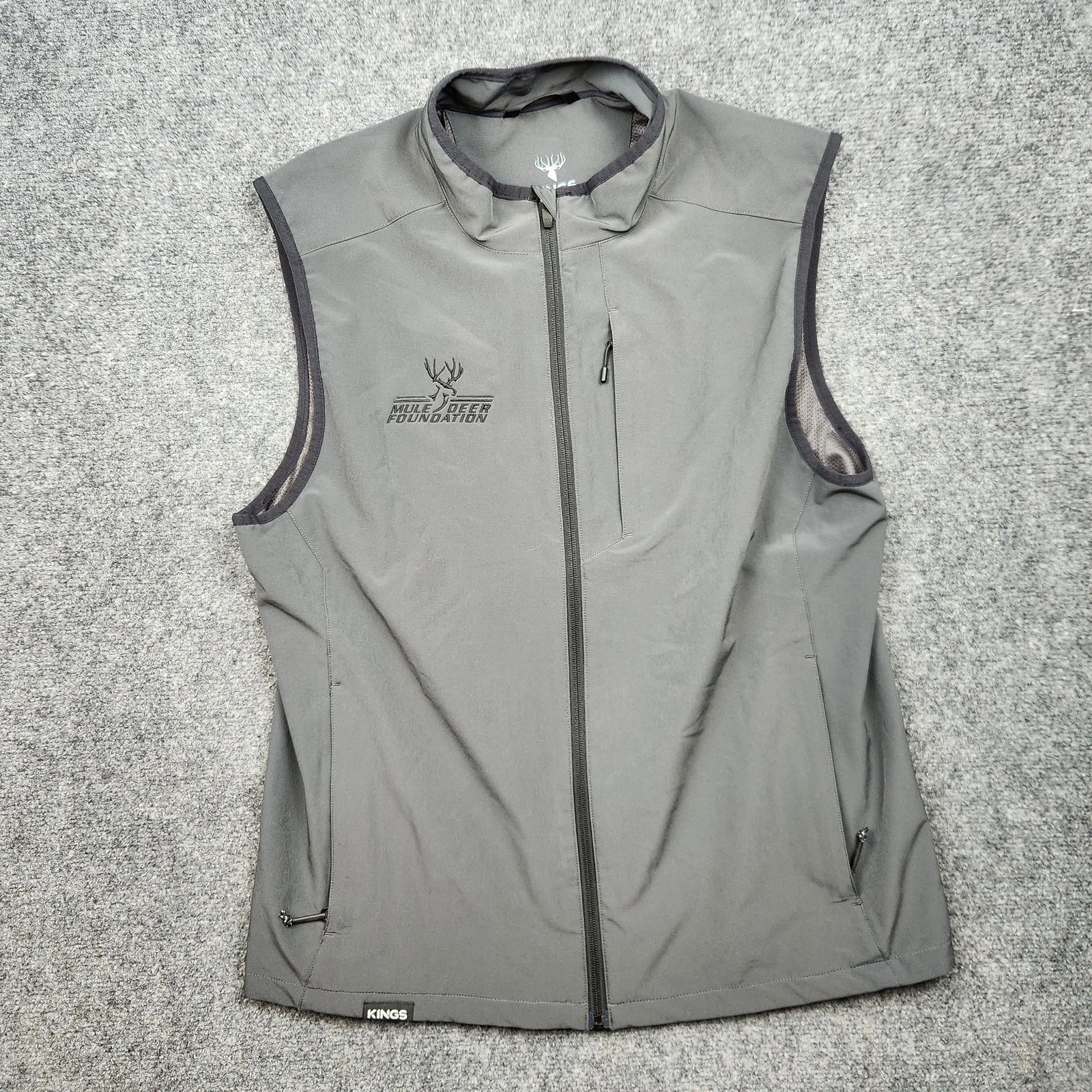 Kings Vest Mens Large Gray Softshell Mule Deer Foundation Hunting Outdoor