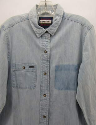 superdry denim shirt dress womens Oversized Denim Shirt Dress in Black Star/Pink