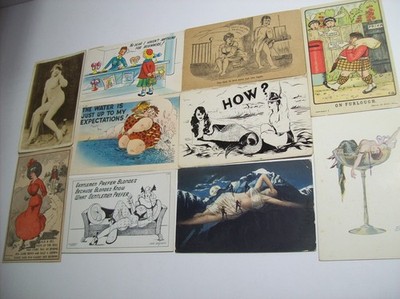 Vintage LOT of 10 POSTCARDS RISQUE, LURID, NAUGHTY, PINUP, SPICY, SUGGESTIVE XXX