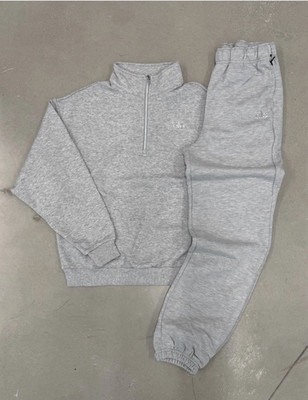 alo Men's Gray 2 Piece Tracksuit Set Quarter Zip Sweatshirt Jogger Pants |  eBay