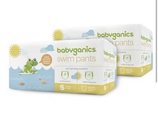 Babyganics Swim Pants Diapers- Size Small 16-26 Lbs 12 Count Lot Of 2
