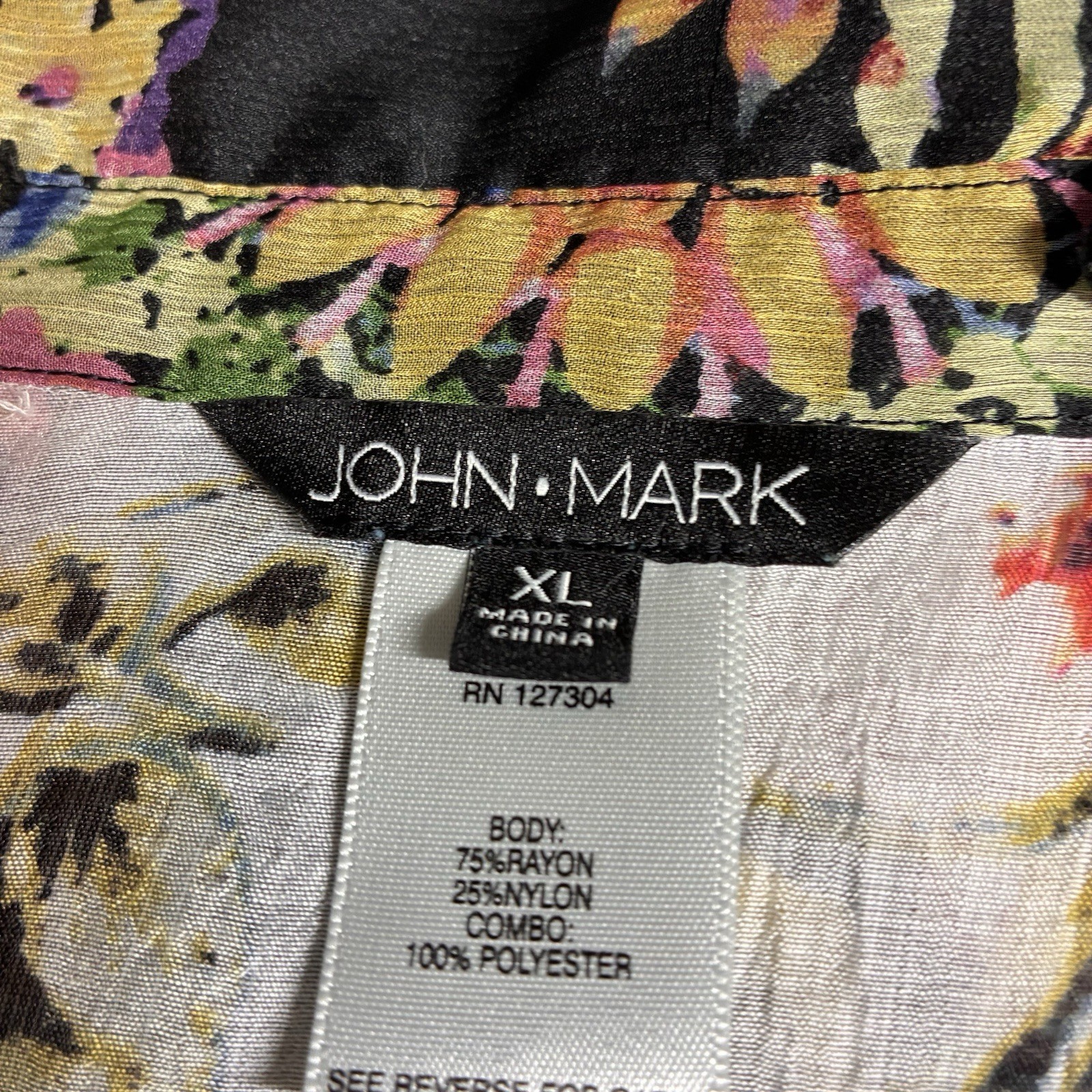 John Mark Patchwork Floral Sheer Boho Button Blou… - image 4