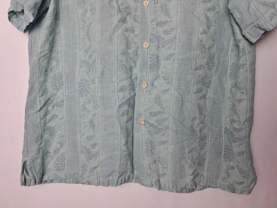 Camisa Hawaiana Margaritaville Para Hombres Grande Azul Seda Mezcla de Lino Abotonada S/S Foto 3 de 4