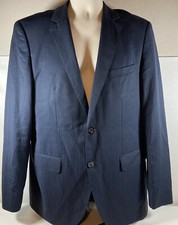 Hugo Boss Mens Suit Blazer Sportscoat 40R Navy Striped Super 140 Virgin Wool