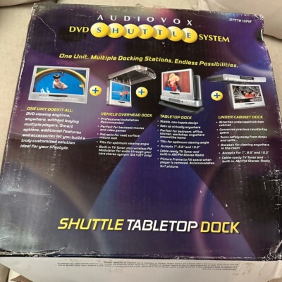 NEW IN BOX AUDIOVOX DVD SHUTTLE SYSTEM  TABLETOP DOCK EVERYTHING INCLUDED
